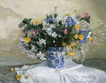 Wild Flowers in a Blue Mug